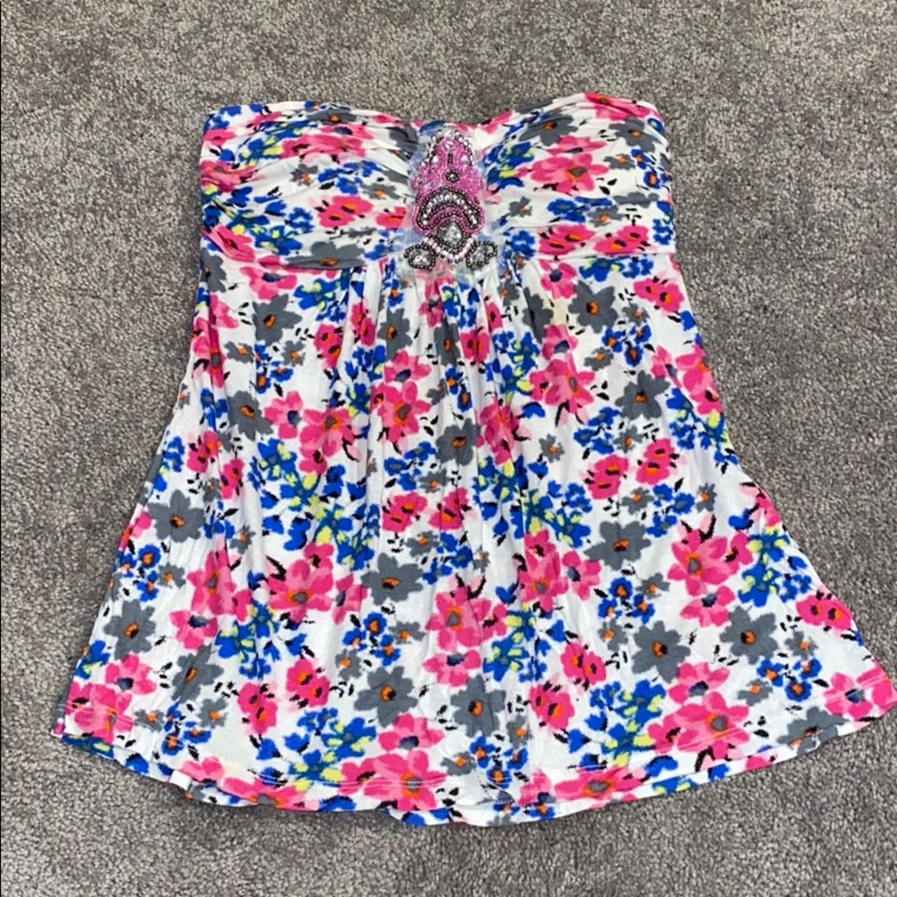 Floral strapless shirt